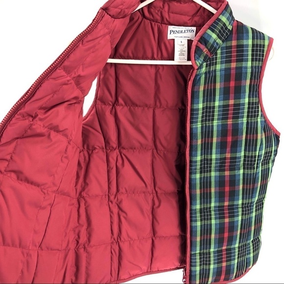 Pendleton Down Filled Plaid Quilted Puffer Vest Jacket Warm Size Small - Picture 3 of 7
